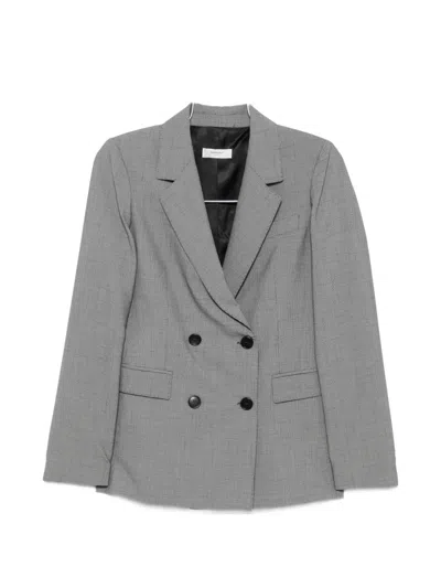Nina 14.7 Double-breasted Micro-check Blazer In Gray
