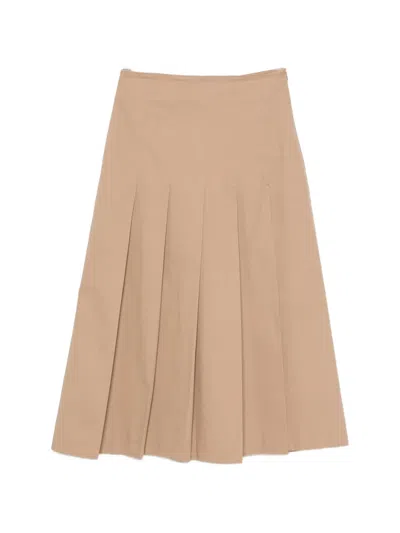 Nina 14.7 Pleated A-line Skirt In Brown