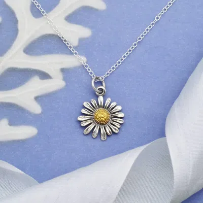 Nina 18 Inch Daisy Necklace With Bronze Center In Sterling Silver In Blue