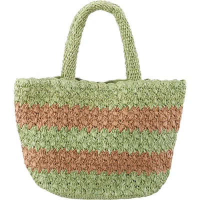 Nina Adah Faux Raffia Tote In Celery-natural