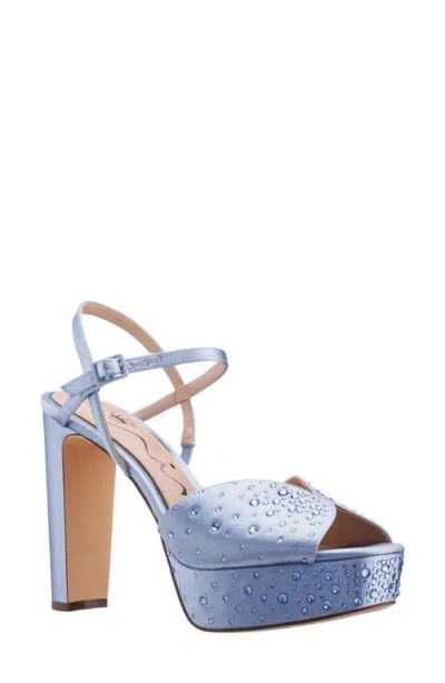 Nina Addison Slingback Peep Toe Platform Sandal In Blue