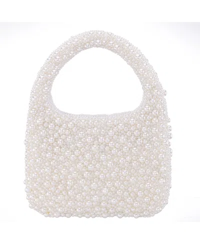 Nina All Over Beaded Hobo Bag In Ivory