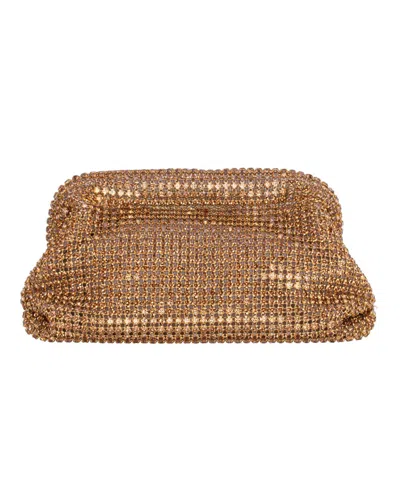 Nina All Over Crystal Frame Magnet Clutch In Dark Gold