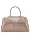 Nina All Over Crystal Satchel Bag In Gold