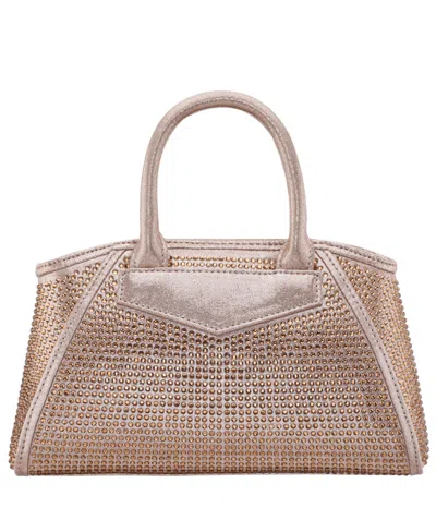 Nina All Over Crystal Satchel Bag In Gold