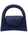 Nina All Over Crystal Satchel Bag In Navy