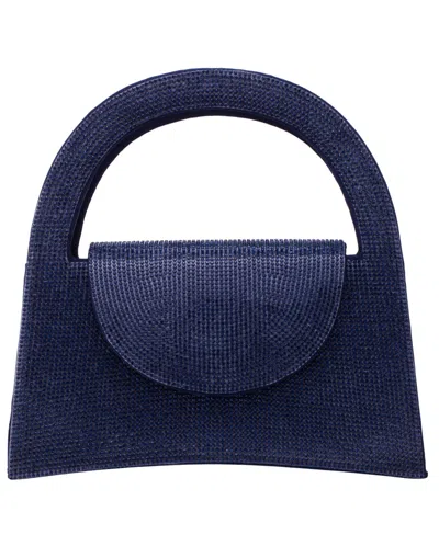 Nina All Over Crystal Satchel Bag In Navy