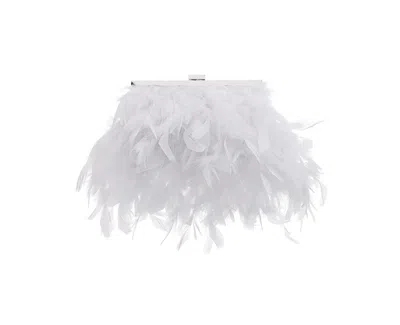 Nina All Over Feather Frame Clutch In White