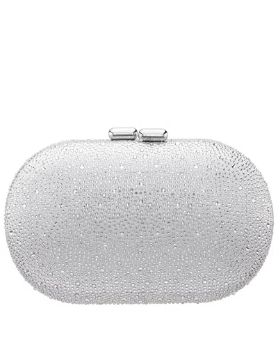 Nina Allover Crystal Oval Minaudiere In Silver