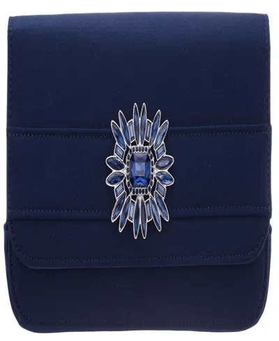 Nina Art Deco Crystal Ornament Magnetic Snap Clutch In Blue