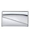 Nina Asymmetrical Flap Crystal Trim Mirror Metallic Clutch In Silver