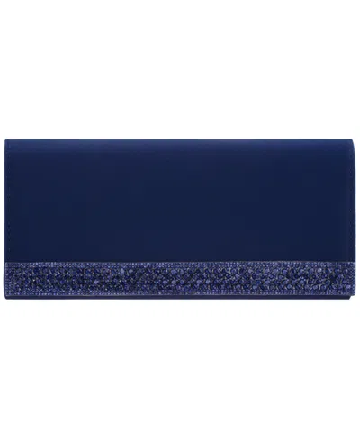 Nina Aurella Crystal Trim Small Flap Clutch Handbag In Blue