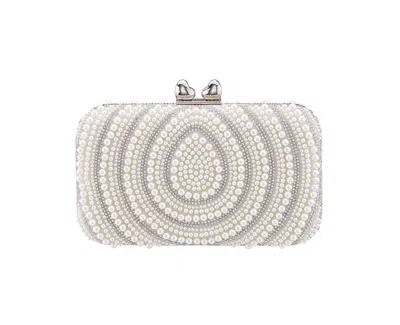 Nina Beaded And Crystal Minaudiere With Double Heart Clasp In White