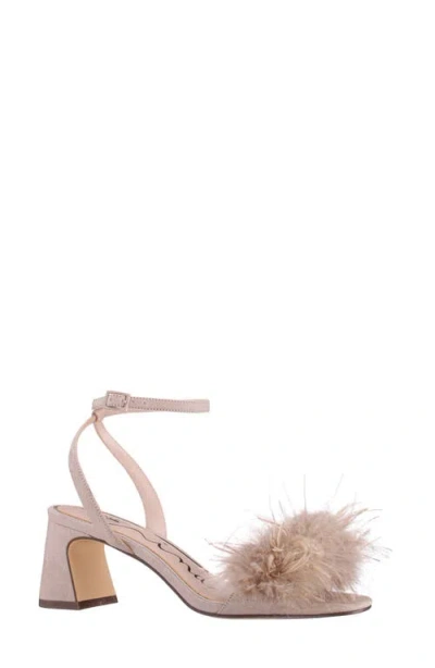 Nina Bev Ankle Strap Faux Feather Sandal In Multi