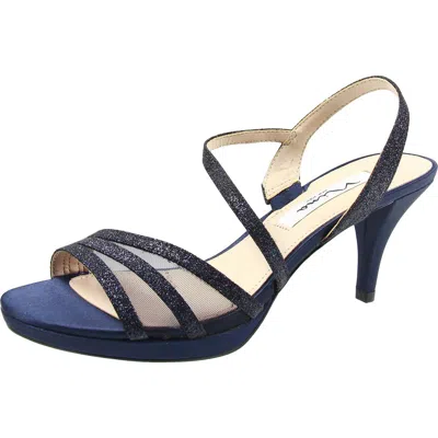 Nina Bhfo Womens Glitter Leather Kitten Heels In Blue