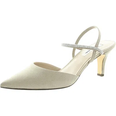 Nina Bhfo Womens Jeweled Leather Kitten Heels