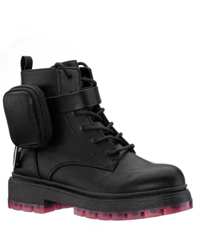 Nina Kids' Big Girls Milly Zipper Pouch Combat Boot In Black