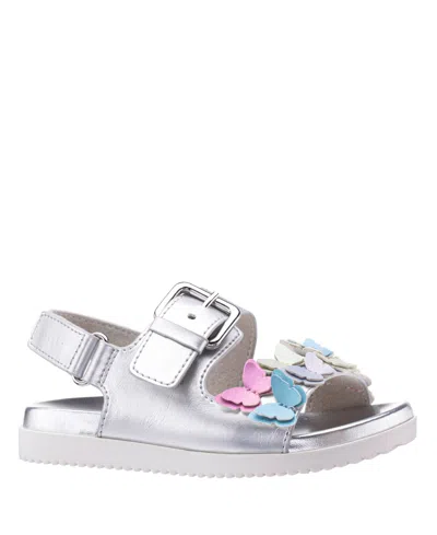Nina Kids' Big Girls Pollie Footbed Sandals In Silver,multi