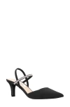 Nina Billie Slingback Pointed Toe Pump In Black Luster Satin