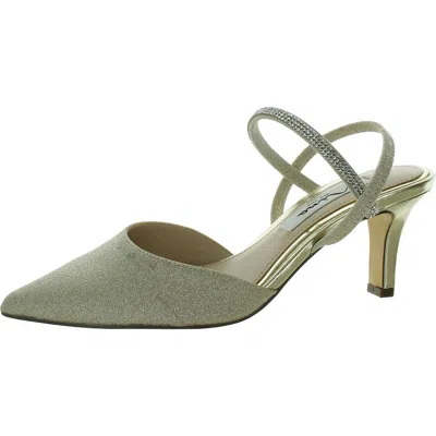 Nina Billie Womens Glitter Pointed Toe Slingback Heels In Green