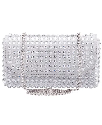 Nina Bixby Crystal Trim Mini Crossbody Handbag In Silver