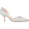 Nina Blythe Womens Satin Pointed Toe Evening Heels In Silver