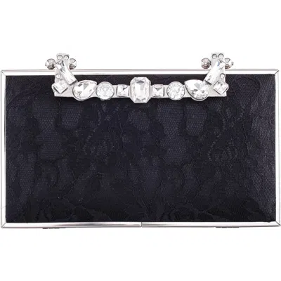 Nina Boujee Crystal Lace Clutch In Black