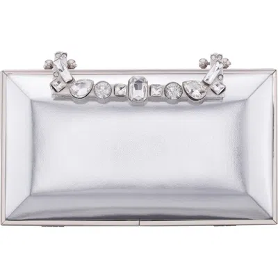 Nina Boujee Crystal Lace Clutch In Silver