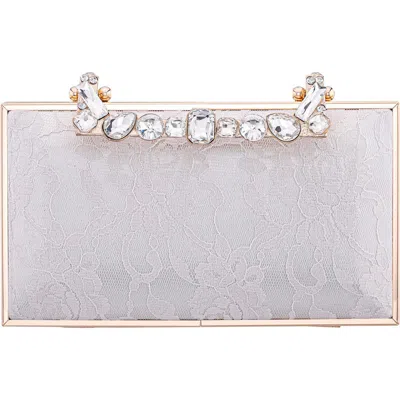 Nina Boujee Crystal Lace Clutch In White
