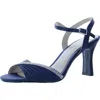 Nina Bowdie Pump Womens Rhinestone Satin Ankle Strap In New Navy