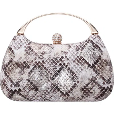 Nina Brando Snake Embossed Faux Leather Top Handle Bag In Ivory Multi