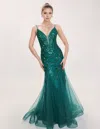 Nina Canacci 1576 A Line Long Formal Lace Prom Dress In Green