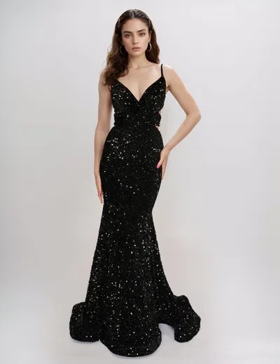 Nina Canacci 1579 Formal Long Prom Sequin Dress In Black