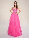 Nina Canacci 1582 Formal Prom Long Ruffle Dress In Pink