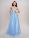 Nina Canacci 1587 Prom Long Formal A Line Lace Dress In Blue