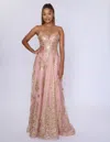 Nina Canacci 1589 A Line Long Formal Prom Glitter Dress In Gold