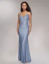 Nina Canacci 1591 Long Beaded Formal Prom Dress In Blue