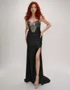 Nina Canacci 1592 Formal Fitted Prom Long Slit Dress In Black