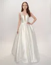 Nina Canacci 3265 Long Pleated Wedding Dress In White