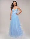 Nina Canacci 3268 Formal Long Glitter Prom Dress In Blue