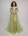 Nina Canacci 3270 Long Glitter Formal Prom Slit Dress In Green