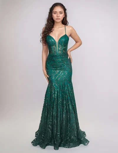 Nina Canacci 3277 Long Mermaid Prom Formal Dress In Green