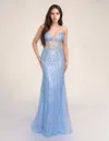 Nina Canacci 4428 Fitted Formal Long Prom Evening Dress In Blue