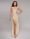 Nina Canacci 4429 Long Formal Slit Fitted Prom Dress In Multi