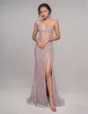 Nina Canacci 4430 Long Sequin Slit Formal Prom Dress In Purple