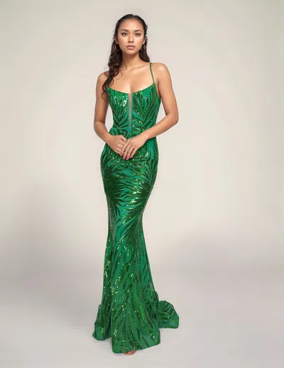 Nina Canacci 4433 Formal Long Mermaid Prom Dress In Green