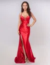Nina Canacci 4435 Pleated Long Formal Prom Dress In Red