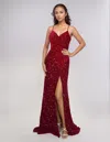 Nina Canacci 5302 Long Fitted Formal Sequin Prom Dress In Burgundy