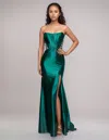 Nina Canacci 5307 Fitted Long Slit Formal Evening Prom Dress In Green