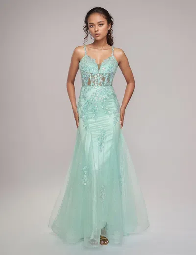 Nina Canacci 6627 Long Formal Prom Glitter Dress In Green